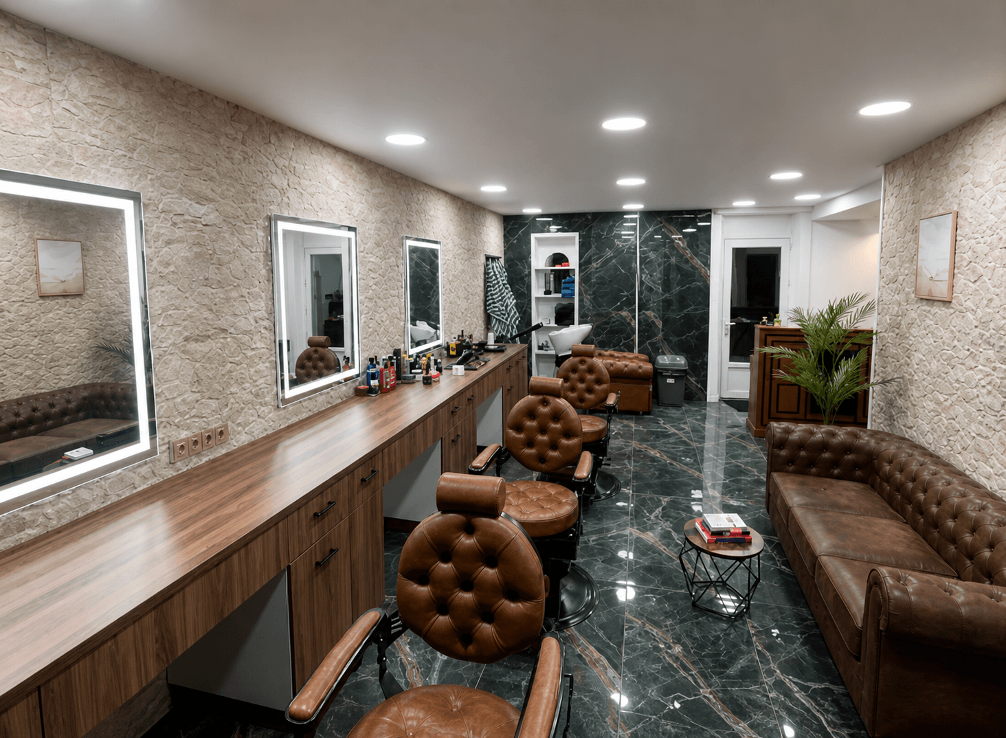 Détail du salon Palm Barber Paradise